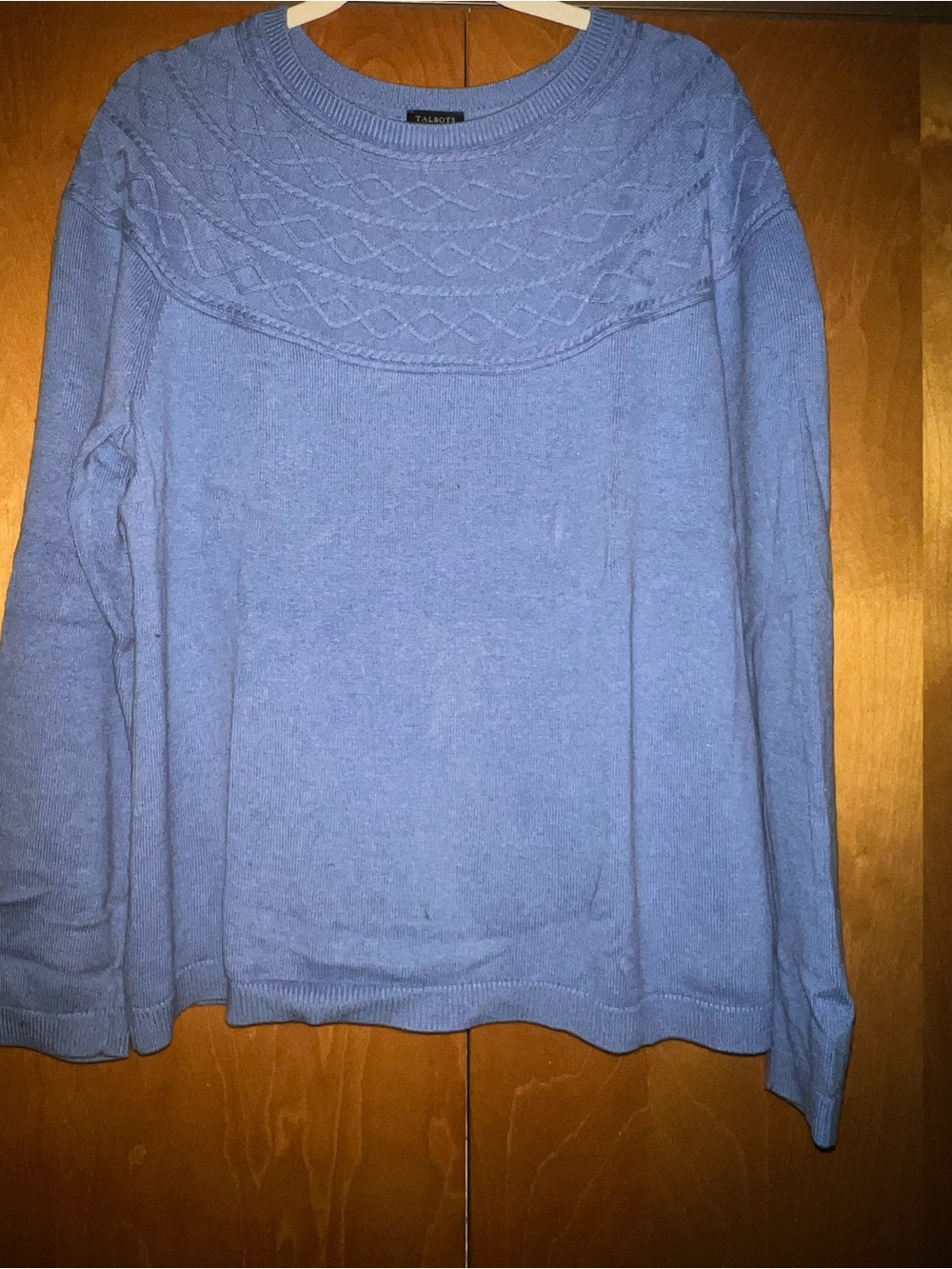 Talbots Light Purple Cable-Yoke Crewneck Sweater